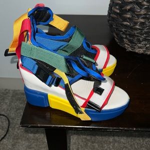 Multi colored platform sandals